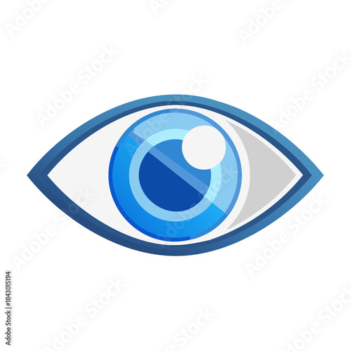 Stylized Blue Eye Illustration with Pupil and Iris for Vision or Surveillance Concept