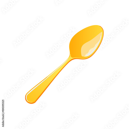 Golden Spoon Illustration Gleaming Cutlery Utensil Isolated on White Background Kitchen Serving Equipment
