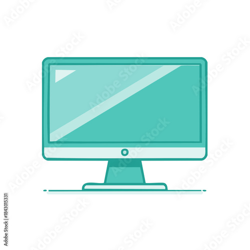 Isolated turquoise computer monitor vector illustration on white background