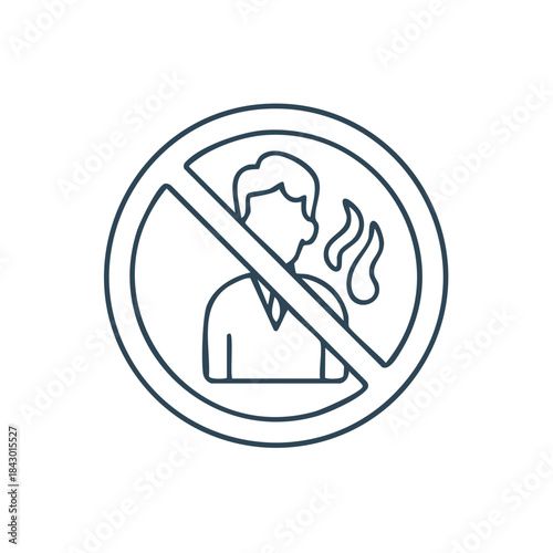 No smoking sign line art for designated areas. Smoke prohibition. Cigarette ban.