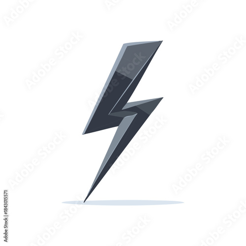 Geometric Lightning Bolt Icon, Vector Illustration of Energy Strike Symbol, Danger and Power, Dynamic Force