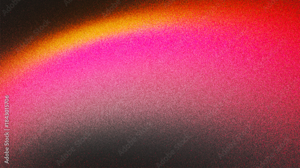 Naklejka premium Vibrant grainy gradient blending vivid warm tones with noise texture created from thousands of individual dots. Soft atmospheric backdrop with film grain aesthetic for minimalist creative projects