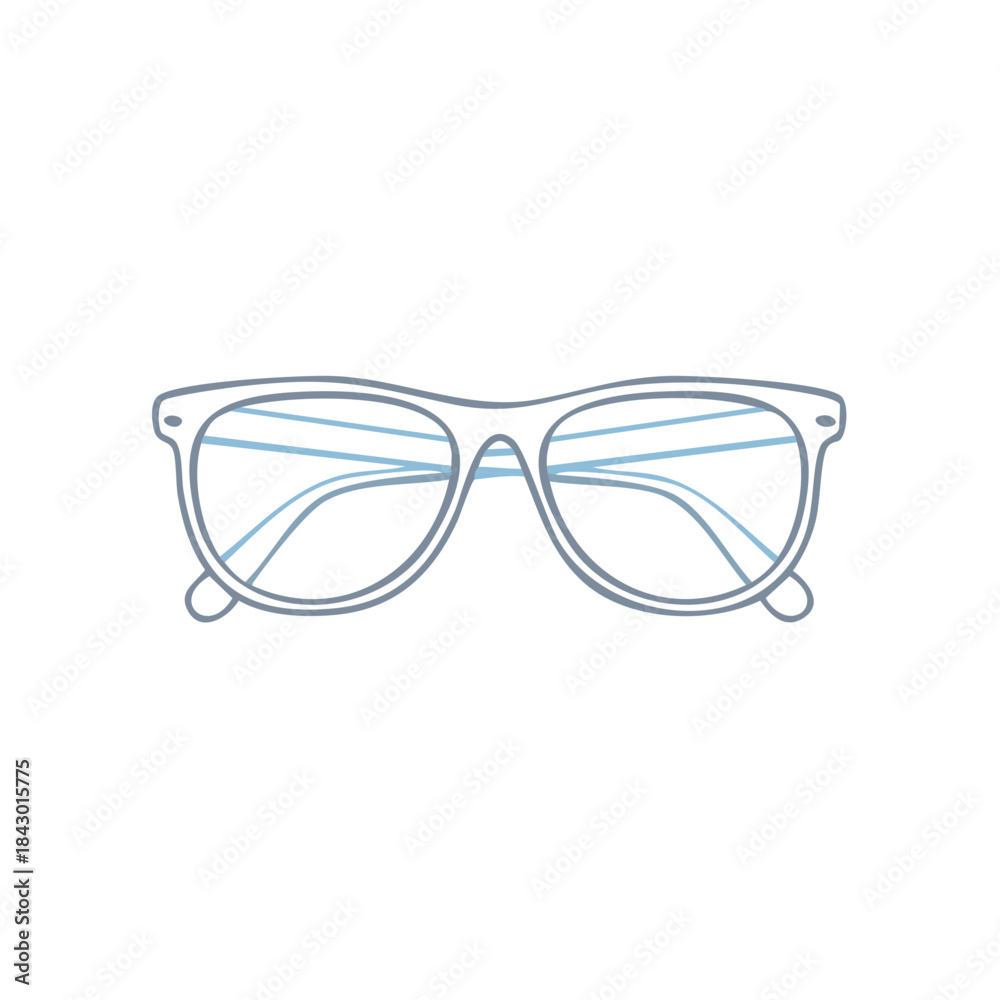 Fototapeta premium Illustration of Eye Glasses, Retro Style Eyewear with Detailed Lines, Minimalist Design, Fashion Accessories and Reading Aid on White