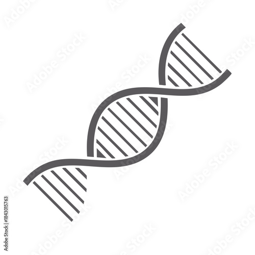 Gray DNA helix chain with double spiral structure. Medical science gene therapy research icon symbol for Adobe Stock.
