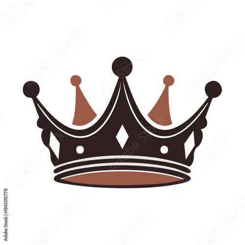 Elegant Brown and Black Crown Symbol of Royalty and Authority Isolated on White Background