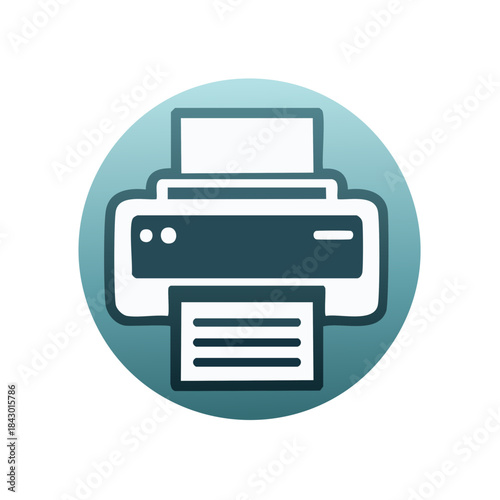 Printer Icon Illustration on a Gradient Background for Printing Services