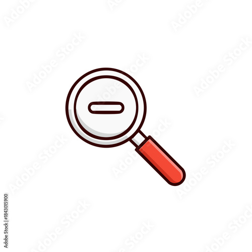 Zoom Out Icon: Magnifying glass with a minus sign. Simple graphic for decrease and reduce, isolated on white.