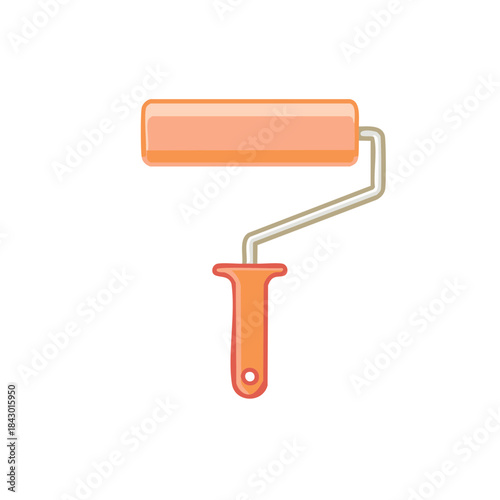 Orange Paint Roller Tool for Home Painting and Improvement on White