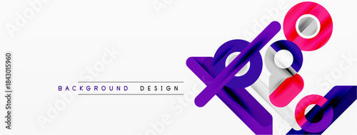 Abstract geometric shapes, purple hues, white background. Modern design elements create dynamic visual impact. Minimalist style.