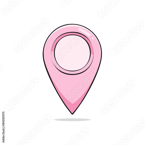 Rose colored map pin icon pointing a location navigation mark for gps tracking and direction finding vector illustration