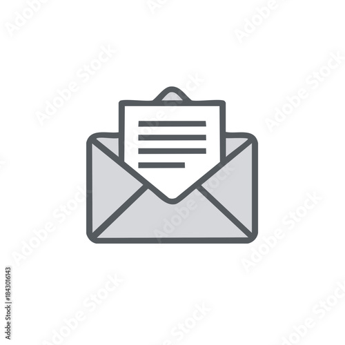 Open Email Envelope with Document Inside Message Correspondence Concept