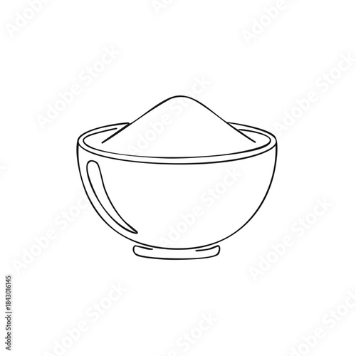 Flour or Sugar in a Bowl Minimalist Illustration for Baking Recipes and Cooking Guides