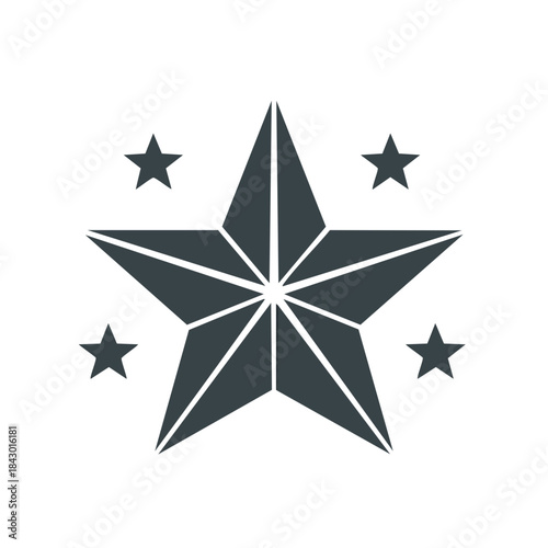 Five Point Star Cluster Symbol, Minimalist Design, Graphic Elements, Modern Style, and Award Icon