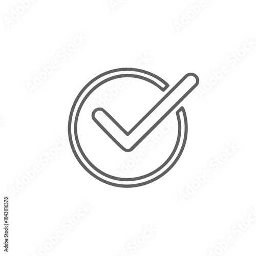 Simple checkmark icon inside circle representing acceptance and completed task on a neutral background