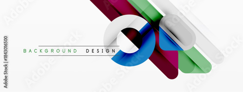 Abstract colorful lines, shapes create modern background. Minimalist design elements suggest dynamic composition, clean aesthetic.