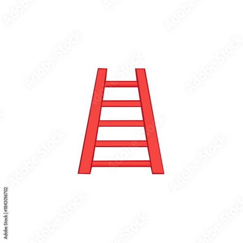 Red Wooden Ladder Illustration Climbing Tool for Construction or Home Improvement