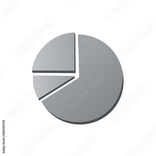 Gray Pie Chart with Separated Section Analytical Visual Data Representation
