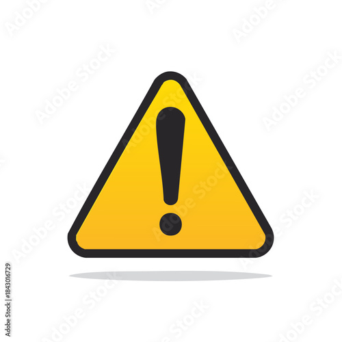 Yellow Triangle Exclamation Point Warning Sign on White Background Simple Attention Symbol Icon