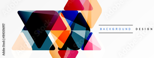 Abstract geometric shapes overlap, creating vibrant colorful design. White background provides contrast, modern aesthetic.