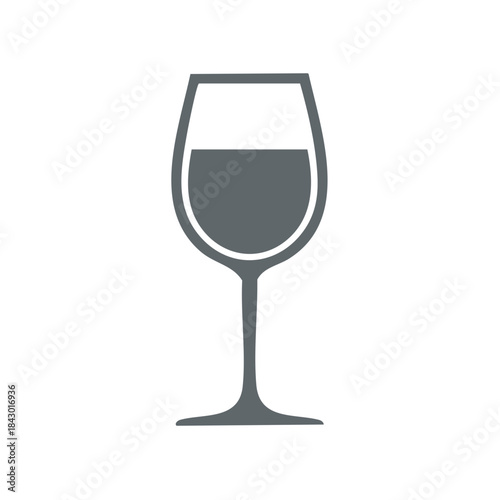 Wine glass icon, beverage container, isolated wineglass graphic, drink symbol, alcohol glass illustration