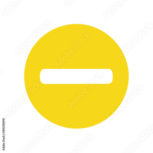 Yellow Circle Icon with Minus Sign for Negative, Delete, Remove, or Subtract Concept