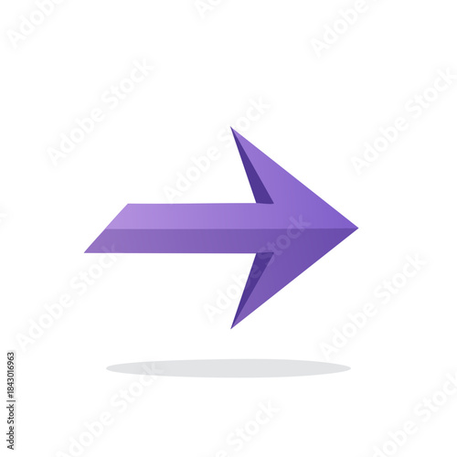 Forward Directional Indicator: Purple Arrow Symbolizing Progression and Navigation in Contemporary Flat Design