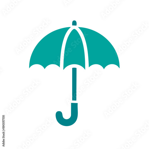 Simple Teal Umbrella Graphic Symbol Protection Equipment Weather Element Rain Shower Accessory Safeguard Icon