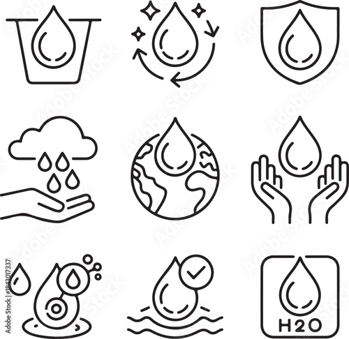 water drop icon set, Dermatology test and dermatologist clinic icon set
