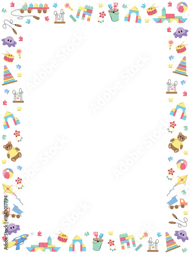 Printable Kids Stationery with Toy Border Frame