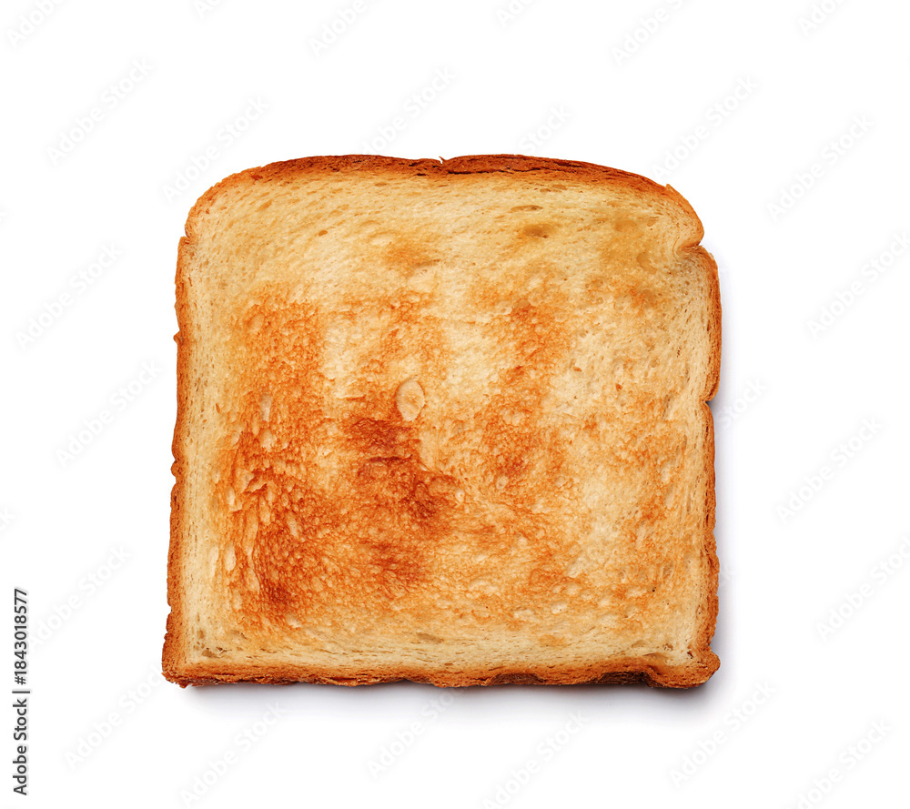Obraz premium Browned toast bread slice isolated on white
