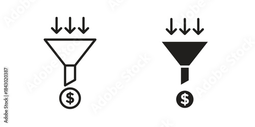 Sales funnel icon in filled, thin line, stroke style for website and apps