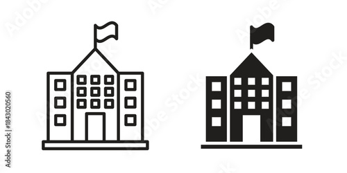 school icon in filled, thin line, stroke style for website and apps
