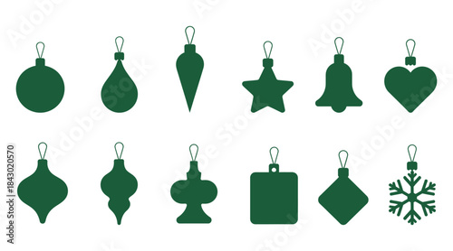 Set of Christmas Hanging Ornaments with Traditional Shapes — Holiday Decorations, Festive Tree Decor
