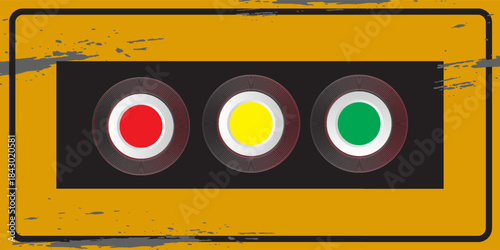 A closeup of a weathered traffic lights signv