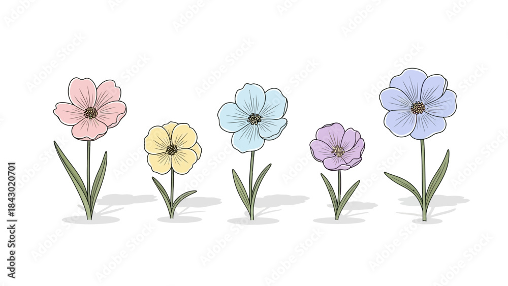 Obraz premium Vector illustration of early spring flowers bloomin