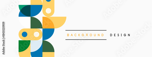 Abstract geometric shapes, vibrant colors, minimalist design. Clean background creates modern visual impact. Simple, elegant composition.