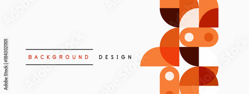 Abstract geometric shapes, orange hues, minimalist design. Background elements suggest modern aesthetic, clean lines, simple composition.