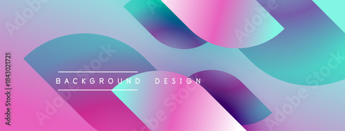 Abstract gradients blend, forming flowing shapes. Pink, blue, turquoise hues dominate design. Text reads background design. Modern, vibrant aesthetic.
