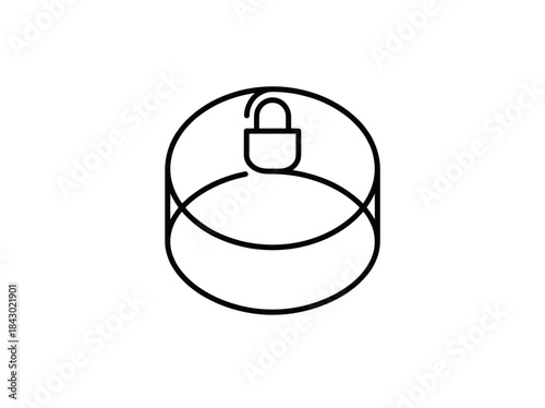 Minimalist Icon of a Padlock Inside a Circle.