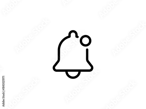 Simple Line Art Bell Icon with Notification Dot.