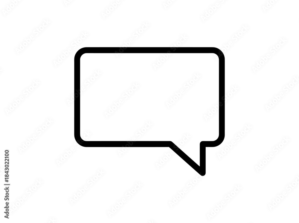 Fototapeta premium Simple speech bubble icon with black outline on white background.