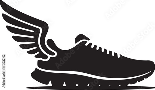 Fast Winged Running Shoe Silhouette Logo