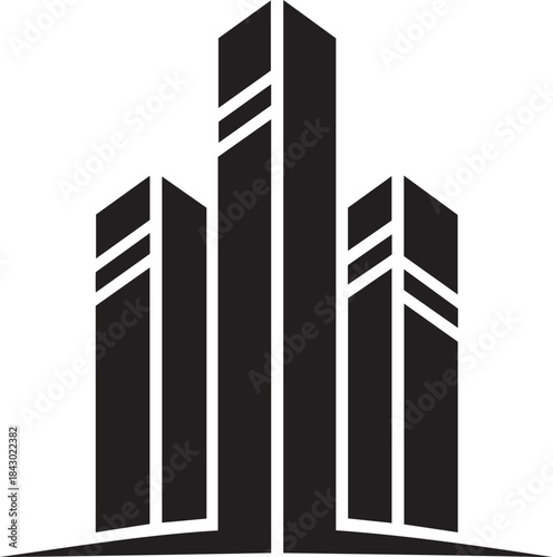 Modern City Skyline Skyscraper Silhouette Logo
