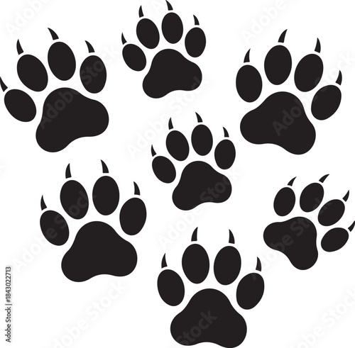 Paw Prints Silhouette – Cute Pet Paw Pattern Vector
