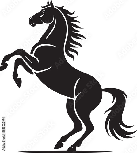 Elegant Rearing Horse Silhouette Vector Illustration