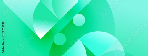 Abstract green shapes overlap, creating dynamic composition. Soft gradients suggest depth, movement, modern aesthetic. Minimalist design.
