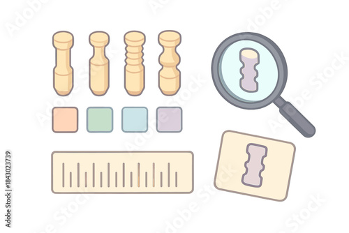 Security Pins Illustration. Isometric vector illustration set of pin identification chart: row of stylized security pins (standard