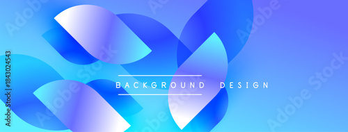 Abstract blue background. Overlapping shapes create dynamic visual effect. Gradient colors provide modern aesthetic. Simple text overlay present.
