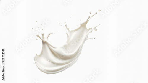 Elegant pure white milk cream splash isolated on white background for dairy products and healthy nutrition concepts