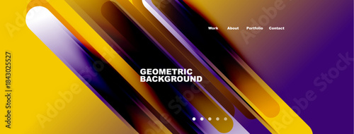 Abstract geometric background. Vibrant colors blend, creating dynamic visual effect. Modern design suitable for website header or banner.